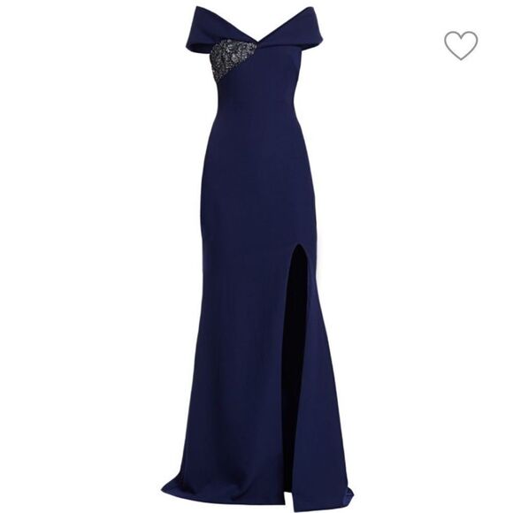 Badgley Mischka Elegant Blue Maxi Dress - Picture 2 of 14